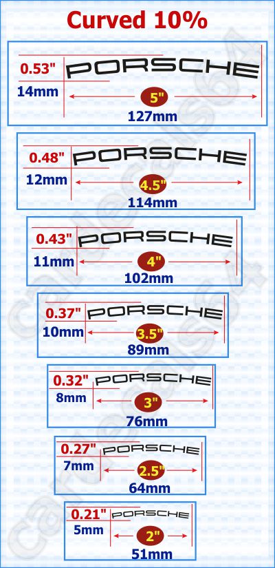 Porsche Brake Caliper Decals Stickers Curved 10%